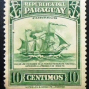 Selo postal do Paraguai de 1945 Early trade sailors N