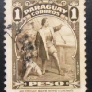 Selo postal do Paraguai de 1943 Christopher Columbus U