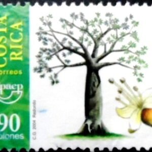 Selo postal da Costa Rica de 2004 Ceiba pentandra U