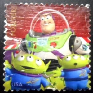 Selo postal dos Estados Unidos de 2011 Buzz Lightyear & two aliens U