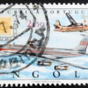 Selo postal de Angola de 1970 Boeing 707 jet & Angola #2 U