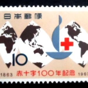 Selo postal do Japão de 1963 World Map & Red Cross Emblem M