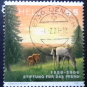 Selo postal da Suiça de 2008 Horses U