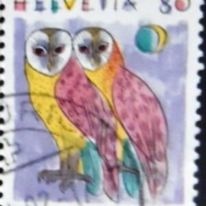 Selo postal da Suiça de 1991 Barn Owl U