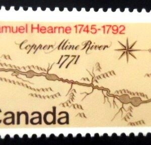 Selo postal do Canadá de 1971 Samuel Hearne's Expedition to Coppermine River M