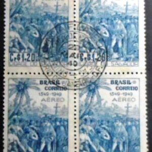 Quadra de selos postais do Brasil de 1949 Cidade de Salvador NCC QD