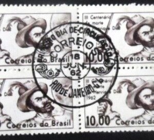 Quadra de selos postais do Brasil de 1962 Henrique Dias M1D QD