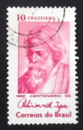 Selo postal do Brasil de 1961 Rabindranath Tagore U