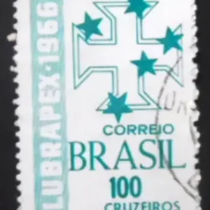 Selo postal do Brasil de 1966 1ª LUBRAPEX U