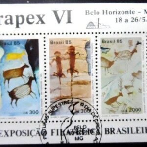 Bloco postal do Brasil de 1985 Pinturas Rupestres - Brapex VI NCC
