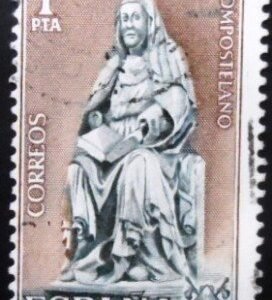 Selo postal da Espanha de 1971 St Bridget U