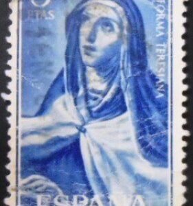 Selo postal da Espanha de 1962 Sta. Theresa by Velazquez U