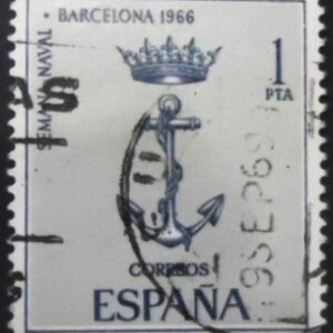 Selo postal da Espanha de 1966 Barcelona Naval Week U