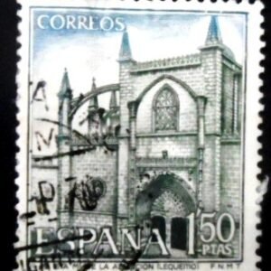 Selo postal da Espanha de 1970 Church of Santa María of the Assumption U