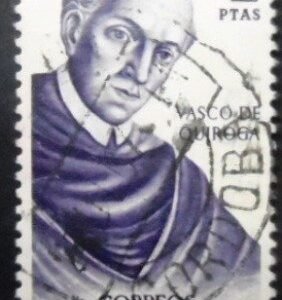 Selo postal da Espanha de 1970 Vasco de Quiroga U