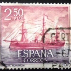 Selo postal da Espanha de 1964 Frigate Numancia U