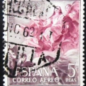 Selo postal da Espanha de 1962 The Assumption of the Virgin by Cerezo U