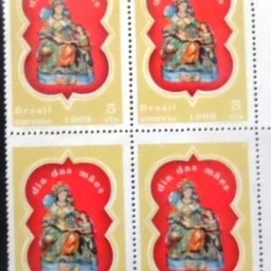 Quadra de selos postais do Brasil de 1969 Dia das Mães M QD