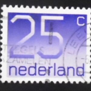 Selo postal da Holanda de 1976 Numeral 25 U sev