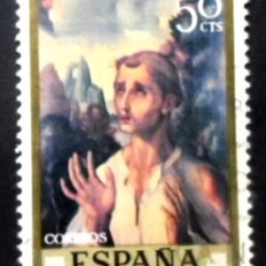Selo postal da Espanha de 1970 "St Stephen" by Luis de Morales U