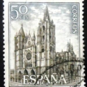 Selo postal da Espanha de 1964 León Cathedral U