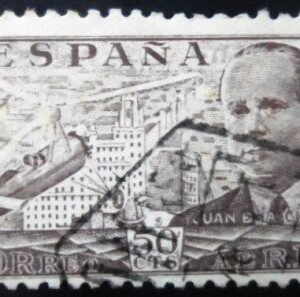 Selo postal da Espanha de 1939 Juan de la Cierva e Codorníu 50 U