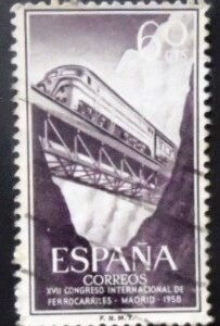 Selo postal da Espanha de 1958 International Railway Congress 60 U