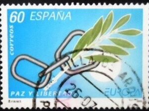 Selo postal da Espanha de 1995 Peace and Liberty U