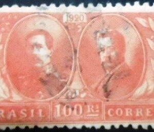 Imagem similar à do selo postal do Brasil de 1920 Visita Rei Alberto U