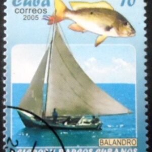 Selo postal de Cuba de 2005 Fishing boat NCC