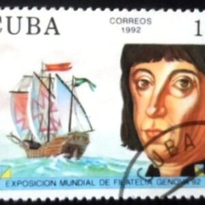 Selo postal de Cuba de 1992 Alonso Pinzón U