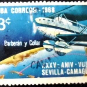 Selo postal de Cuba de 1968 Aircraft flight route U