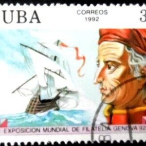 Selo postal de Cuba de 1992 Amerigo Vespucci U