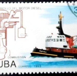 Selo postal de Cuba de 1993 Tugboat NCC
