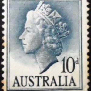 Selo postal da Austrália de 1957 Queen Elizabeth II 10 U