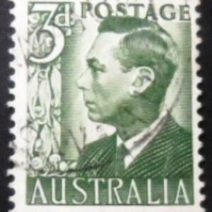 Selo postal da Austrália de 1951 King George VI 3d U