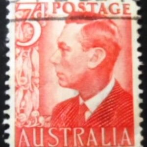 Selo postal da Austrália de 1951 King George VI 3 U