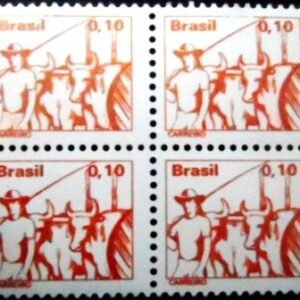 Quadra de selos postais do Brasil de 1979 Carreiro N QD