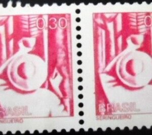 Par de selos postais do Brasil de 1979 Seringueiro M PR
