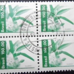 Quadra de selos postais do Brasil de 1984 Eucalipto U QD