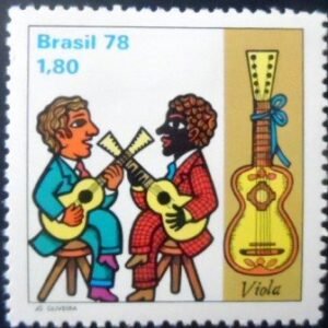 Selo postal do Brasil de 1978 Tocadores de Viola N