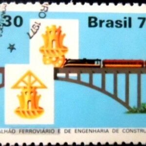 Selo postal do Brasil de 1977 Batalhão Ferroviário MCC