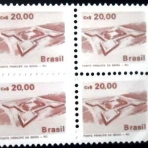 Quadra de selos postais do Brasil de 1987 Forte Príncipe da Beira M QD