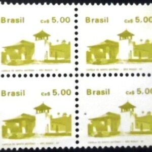 Quadra de selos postais do Brasil de 1987 Capela Santo Antonio N QD