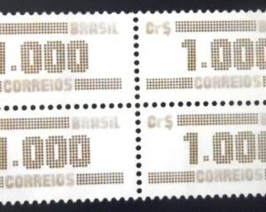 Quadra de selos postais do Brasil de 1986 Tipo Cifra Cr$ 1000 M QD