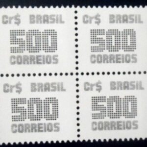 Quadra de selos postais do Brasil de 1985 Tipo Cifra Cr$ 500 M QD
