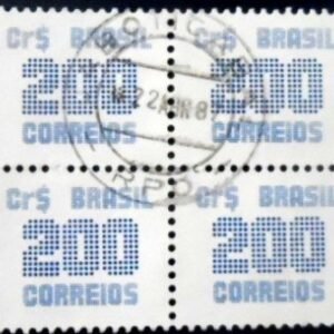 Quadra de selos postais do Brasil de 1985 Tipo Cifra Cr$ 200 U QD