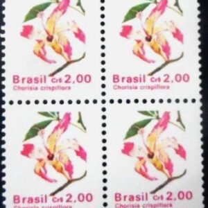 Quadra de selos postais do Brasil de 1990 Paineira-chorisia M QD