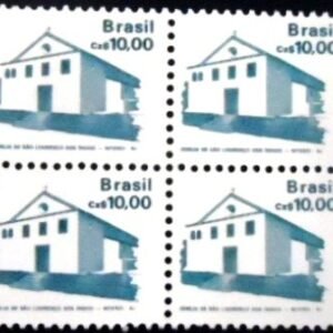 Quadra de selos postais do Brasil de 1987 Igreja S. Lourenço Índios M QD