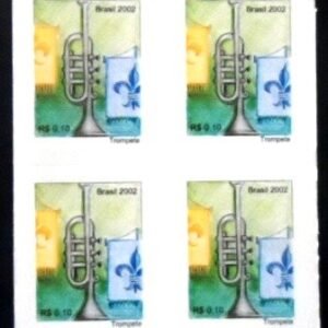 Quadra de selos postais do Brasil de 2002 Trompete M QD